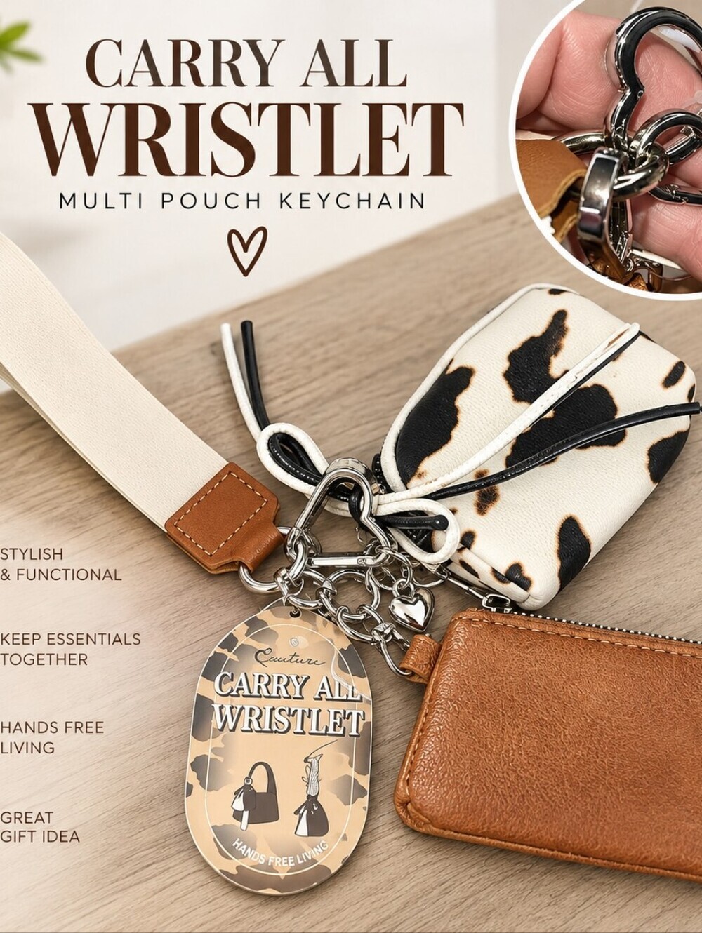 Western Style Print and Tan Key & Card Holder Set